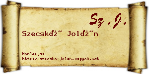 Szecskó Jolán névjegykártya